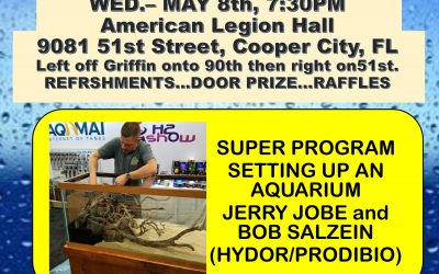 May 2019 Jerry Jobe and Bob Salzein. Super Program Setting Up an Aquarium