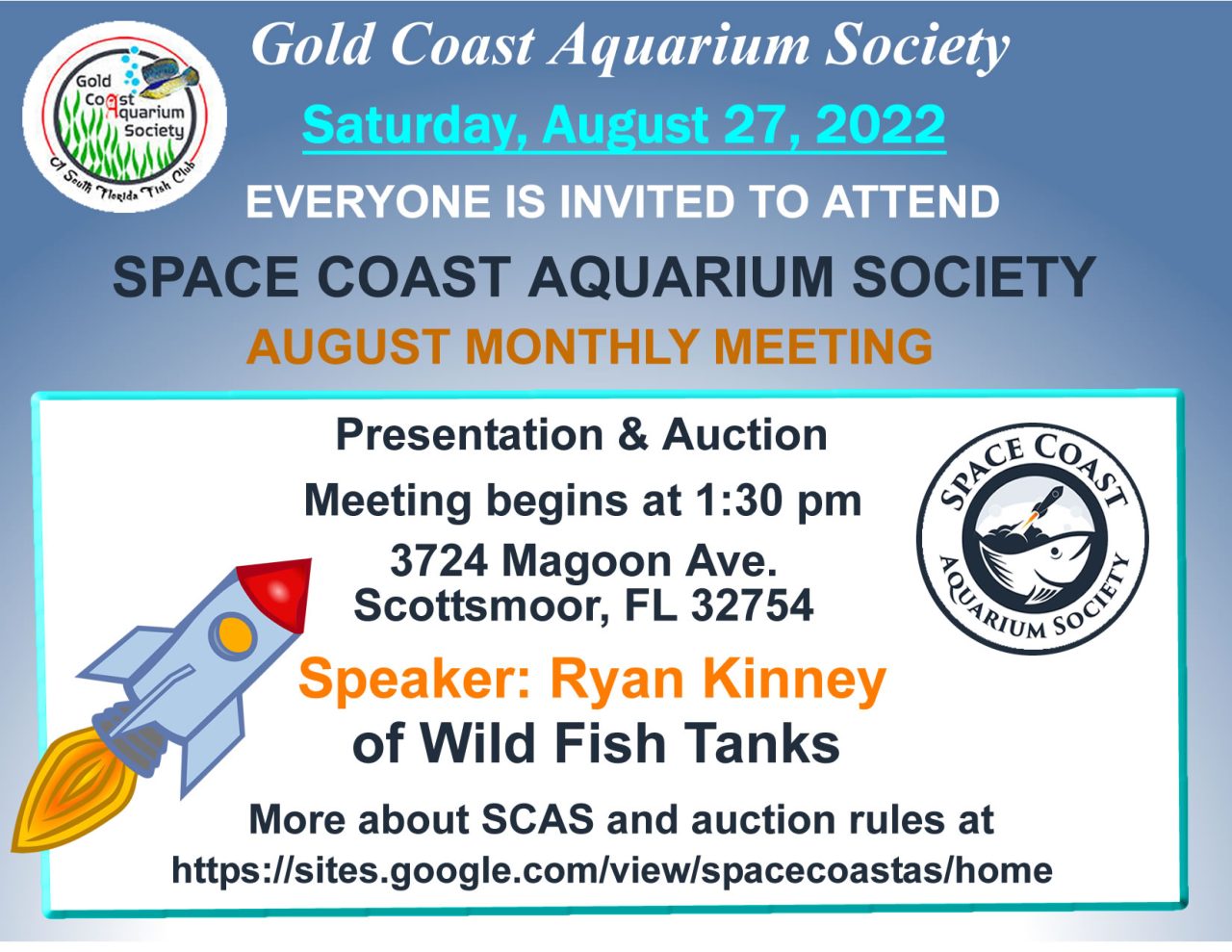 August 2022 Space Coast Club Trip Gold Coast Aquarium Society